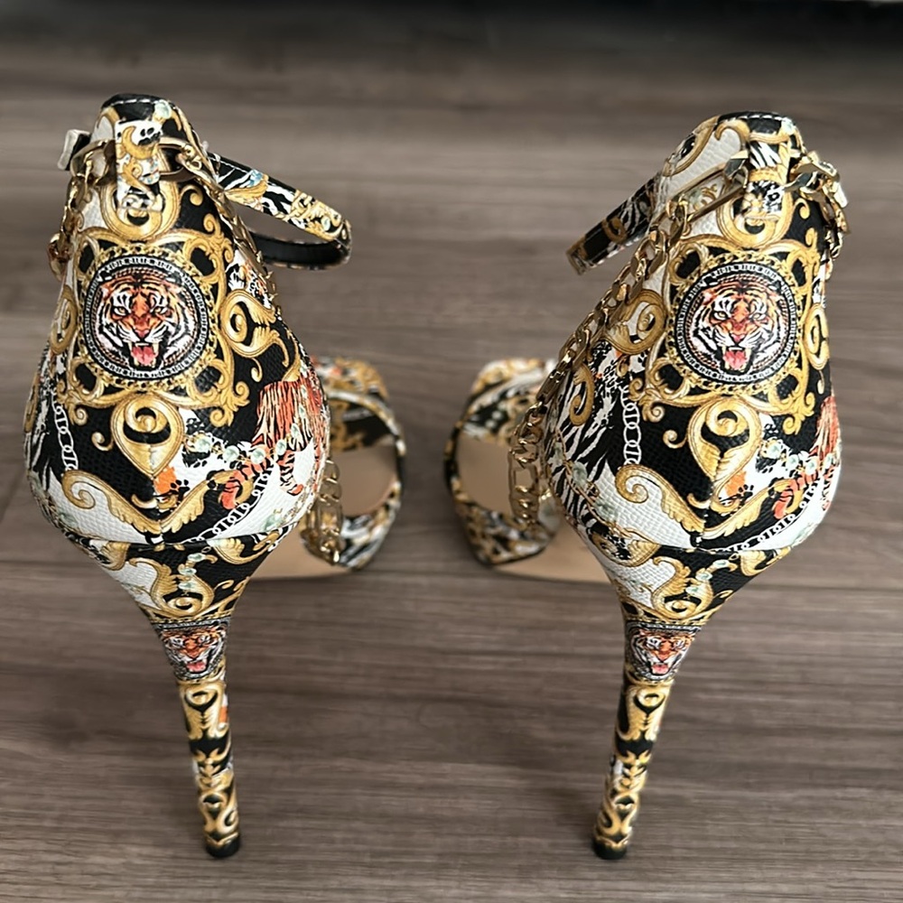 BRAND NEW in Original Box ALDO Scarlett Chain Ankle Strap Sandal Heels - Picture 5 of 8